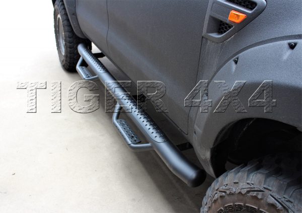 Matt Black Steel Side Step Running Boards for  Ford Ranger Dual Cab 2012 to 2021